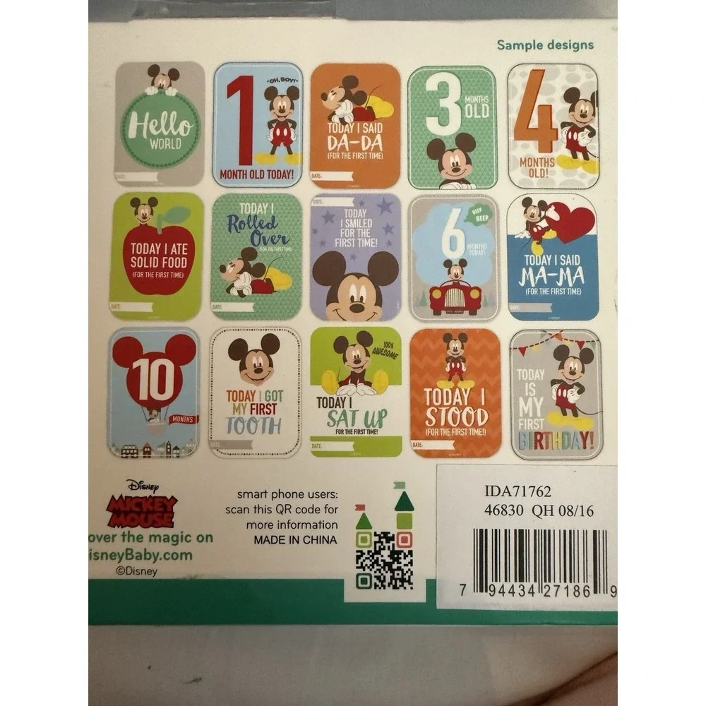 Disney Mickey Mouse First Year Baby Boy Milestone Cards New - Open Box -cute!